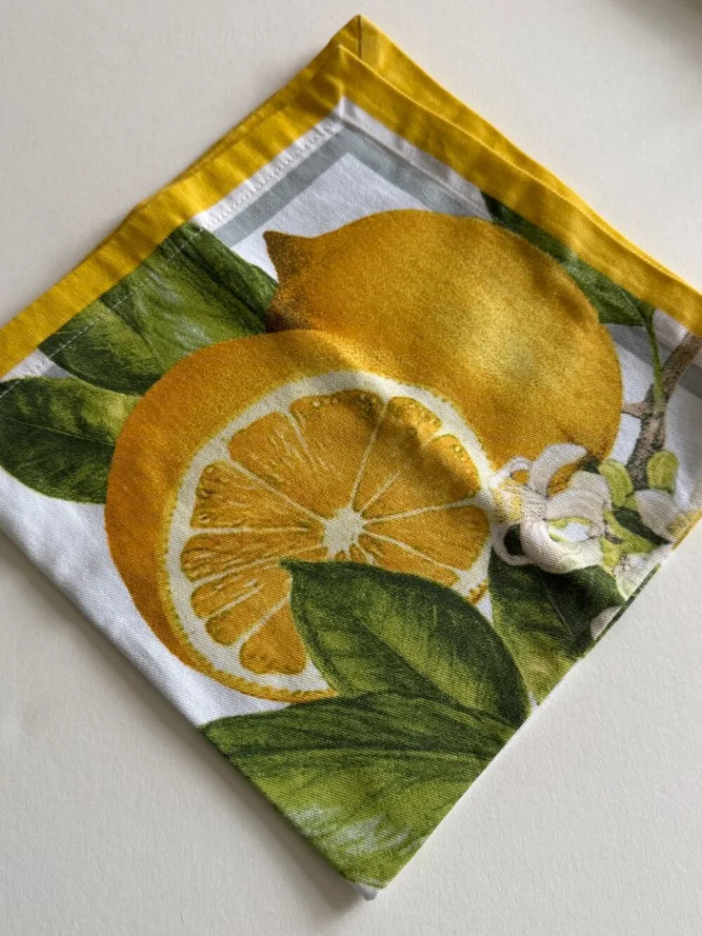 Williams Sonoma Meyer Lemon Print Dinner Napkins Cotton 20